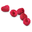 Raspberry pastry icon - five red raspberries