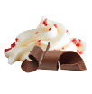 Red Velvet Cake Roll icon - dollop of cream with red velvet cake crumbs and chocolate swirls
